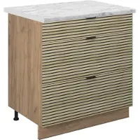 Vicco Fame-Line Keukenonderkast – 80 cm met 3 laden, WB Marmer Eiken paneel