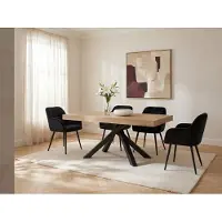 Vente-unique Uitschuifbare eettafel 6 tot 10 personen van MDF en hevea - Naturel en zwart - CATONAV