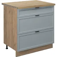 Vicco Fame-Line Keukenonderkast – 80 cm met 3 laden, WB Eik Licht blauw-grijs