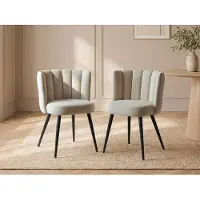 Vente-unique Set van 6 stoelen van fluweel en zwart metaal - Beige - PRANILA