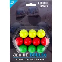 Engelhart Houten Buts Jeu de Boules – Set van 10 Stuks – Fluor Kleuren – Pétanque Doelballen – Ø 30 mm – Boules Accessoires –