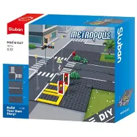 Sluban Metropolis Basisplaat Grondplaat Bouwplaat Wegenplaat grijs – Wegdek met accessoires 73 bouwstenen – M38‑B1327 – vanaf 6 jaar