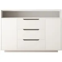 STILVORA Dressoir – Multifunctioneel Met Open Plank En 3 Laden – Met LED En Metalen Ladeschienen – Geengineerd Hout – 120x40x85 cm – Wit