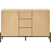 STILVORA Dressoir - Geometrische Deuren Met Lade - Veel Opbergruimte Voor Woon En Eetkamer - MDF - Natuurlijk - 115,5x40x76 Cm