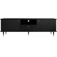 STILVORA Tv Meubel - Met Kabelopeningen En Softclose - 2 Deuren 1 Lade Voor Woonkamer - MDF - 170x36x54 Cm - Zwart