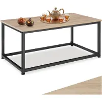 TecTake Salontafel van Hout en Metaal – Industrieel Design, 100x55x45,5 cm, Voor Woonkamer of Kantoor, Zwart Metalen Frame – Licht Sonoma Eiken