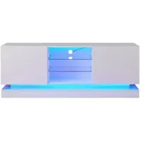 OKWISH TV meubel - Modern TV-kast met verstelbare laminaatplank en kabelmanagement - Voor woonkamer, eetkamer en slaapkamer - 160x38,5x60 cm - Spaanplaat - Wit