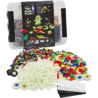 Plus plus Glow in the dark Opbergbox Build and 2000 delige bouwset - 3919 - Bouwspeelgoed - Constructiespeelgoed - Set met bouwstenen - Vanaf 5 jaar