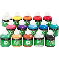 A-Color acrylverf, kleuren assorti, 03 - metallic, 15x500 ml
