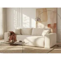 Vente-unique Driezitsslaapbank express in beige stof - Slaapoppervlak 140 cm - Matras 13 cm met traagschuim - AMELIA