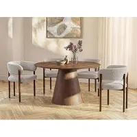 Vente-unique Ronde eettafel 4 personen van MDF - Donker naturel - ANTALIZA