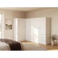 Vente-unique Hoekkast met 6 deuren en 3 lades - L213 cm - Wit - LISTOWEL