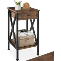 TecTake - Bijzettafel Dayton - industrieel - donkerbruin - 35 x 35 x 70,5 cm - 404451