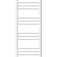 LuxeBath elektrische badkamerradiator Sahara 400 x 800 mm wit gebogen zijaansluiting met verwarmingsmodule 600W digitale thermostaat met display handdoekverwarming met patroon handdoekdroger
