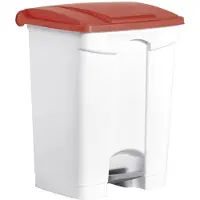 Helit poubelle à pédale, 45 litres, gris/rouge clair, carrée