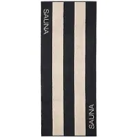 Cawö Saunadoek Natural Block Stripes Natur-Schwarz