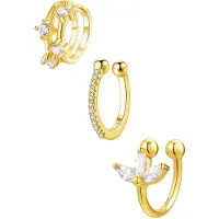 Hey Happiness Oorbellen 'Cuff Trio' goud
