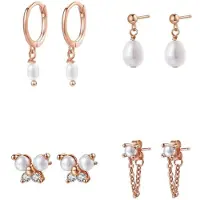 Hey Happiness Oorbellen 'Pearl Quartet' rose-goud