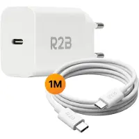R2B USB-C naar USB-C Kabel met USB-C Adapter - 1 Meter - Snelladen