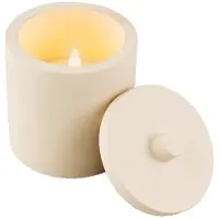 Lumineo Led kaars voor buiten | | Ø 8 x 10 cm (Deksel, Beton, Beige)