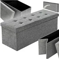 TecTake XL Opbergkist - Opvouwbaar - Zitkist - 110 x 38 x 38 cm - Lichtgrijs