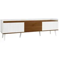 OKWISH Tv-Meubel - 3 Deuren Met Veel Opbergruimte - Woonkamer - MDF Spaanplaat Wit Naturel - 160x39x49,5 Cm