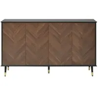 MODFU - Dressoir Met Visgraatpatroon En Verstelbare Planken - Modern - Voor Woonkamer Of Eetkamer - MDF - Zwart Bruin - 140 x 40 x 80 cm
