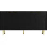MODFU - Dressoir - 4 Deuren En Verstelbare Planken - Modern - Woonkamer - MDF En Spaanplaat - Zwart - 160 X 80 X 40 Cm