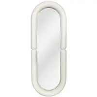 Vente-unique Ovale wandspiegel van paulowniahout - B. 60 x H. 160 - Crème - SINDRA