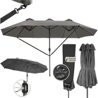 TecTake - Dubbele parasol Silia - Terrasparasol - XXL-parasol - grijs - 404256
