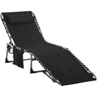 MODFU - Ligbed - Opvouwbaar - 5-Standen Verstelbare Rugleuning - Met Hoofdkussen - Staal - Zilver - 188 x 57 x 30 cm