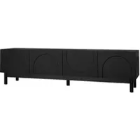 OKWISH TV-meubel – Moderne Serie – 4 Deuren – Grifloze Golvende Deuren – Minimalistische Stijl Met Opbergruimte – MDF;Spaanplaat Zwart – 169x34x45,5 cm