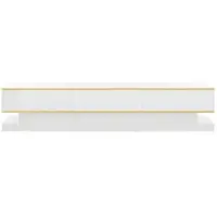 MODFU - Tv-Meubel - 3 Lades En Open Vakken - Modern - Voor Woonkamer - Spaanplaat - Warmwit Met Gouden Rand - 200 X 40 X 40 Cm