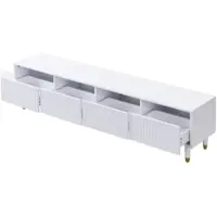 OKWISH TV-Meubel – Modern Minimalistisch – 4 Lades – Kabelmanagement – Wit MDF Acryl Met Metalen Accenten – 178x35x45 cm – Geschikt 55–75 inch TV