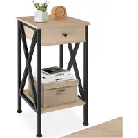 TecTake - Bijzettafel Dayton - industrieel - lichtbruin -35 x 35 x 70,5 cm - 404452