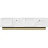 STILVORA Tv-Meubel - Greeploos Met 4 Deuren En Kabelbeheer - Voor Woonkamer En Mediahoek - MDF - 175x40x41,5 Cm - Wit;Houtkleur