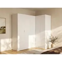 Vente-unique Hoekkast met 5 deuren - L173 cm - Wit - LISTOWEL