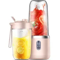 INF Draagbare Oplaadbare Juicer Cup met 6 Messen - Enkele Deksel Pink