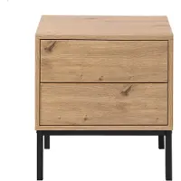 CALICOSY Nachtkastje met 2 lades, eikendecor, hoogte 50 cm lenny
