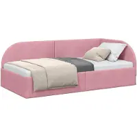 vidaXL Hoekbed met hoofdeinde, roze, 90 cm x 190 cm, fluweel
