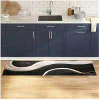 vidaXL Keuken Tapijt Zwart 180 x 60 cm Fluweel