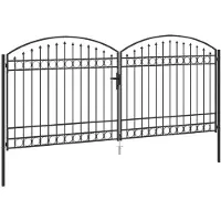 vidaXL Hekpoort met slot Grijs 301 x 224.5 cm Staal