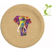 Jt Feestborden Olifant 23 Cm Karton Bruin 8 Stuks