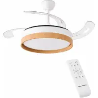 InnovaGoods Plafondventilator met licht , stil, intrekbare bladen, 6 snelheden, 3 modi, afstandsbediening