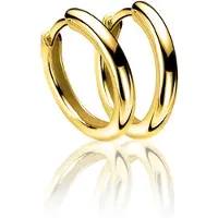 Zinzi 15mm goldplated zilveren oorringen glad met 2mm buisdikte en luxe klapsluiting ZIO401G