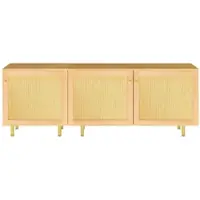 STILVORA Dressoir - Modulair Met Rattan Deuren En Opbergruimte - Voor Eetkamer En Woonkamer - MDF - Natuurlijk - 180x40x63 Cm