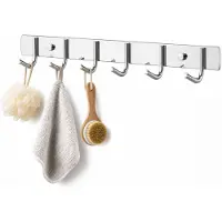 BOTC Kapstok - Wandkapstok - 6 Haken - 42cm - RVS - Muur Kapstok Hangend - Muurhaak - Zliver