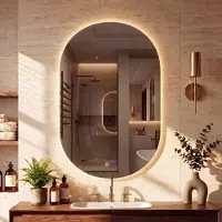CLP Barbora Badkamerspiegel Ovaal - Touchdimmer - 3 Lichtstanden LED - Anti-condens - Frameloze Wandspiegel - 50x80 cm - helder/glas