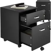 TecTake Ladenkastje - Met 2 afsluitbare lades, vergrendelbare wielen - Rolkast - Organizer - Perfect voor een georganiseerde werkplek - Kantoor, studeerkamer , thuiswerkplek - Zwart