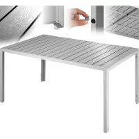 TecTake - Tuintafel 150 x 90 x 74,5 cm - Weerbestendig, eenvoudige montage - Verstelbare pootjes - Aluminium frame met kunststof tafelblad - zilvergrijs